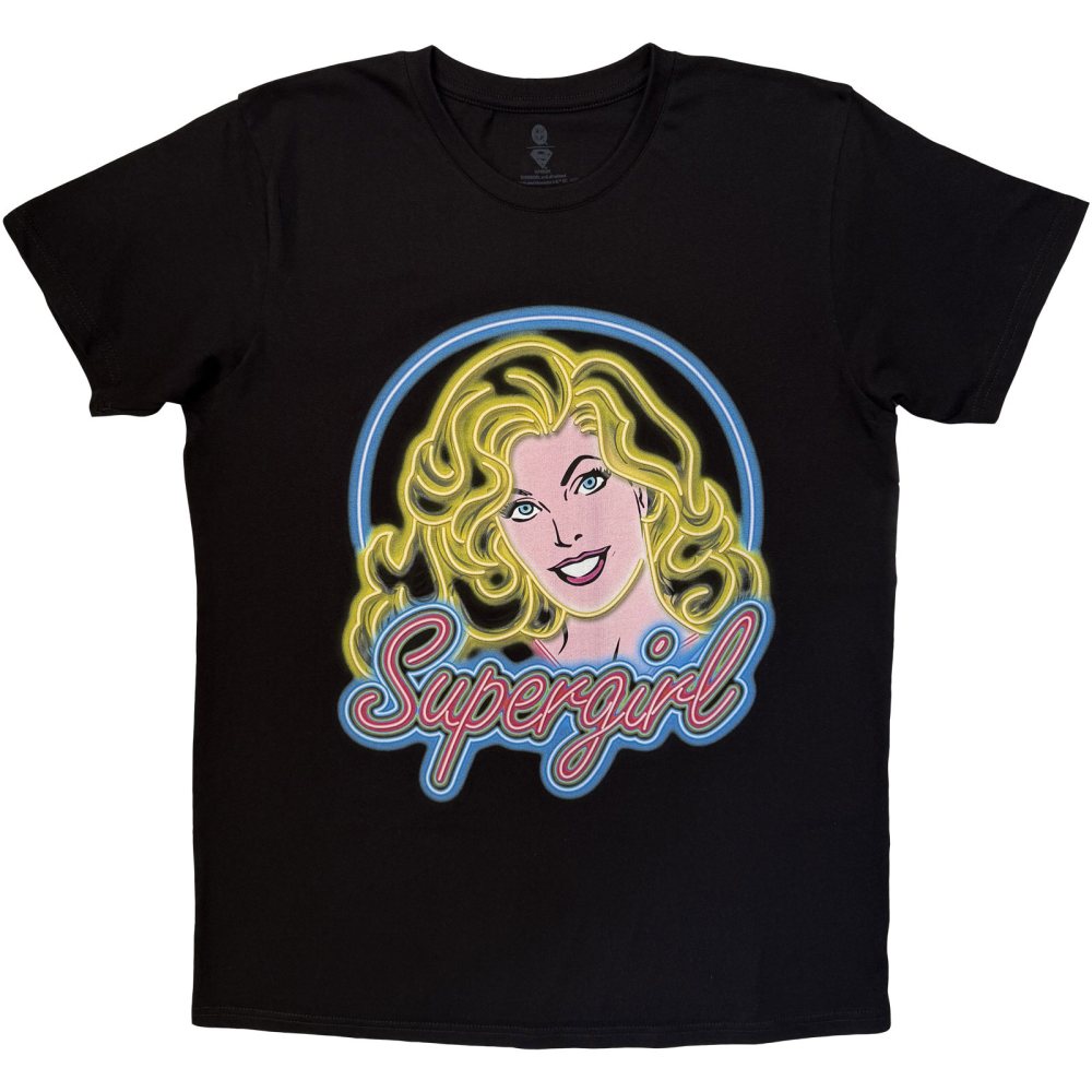 DC Comics Supergirl - Neon Heren Tshirt - Zwart